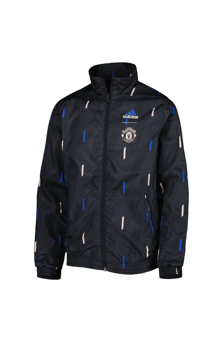 adidas Youth adidas Black Manchester United Team Anthem Reversible Full-Zip Jacket, Alternate, color,