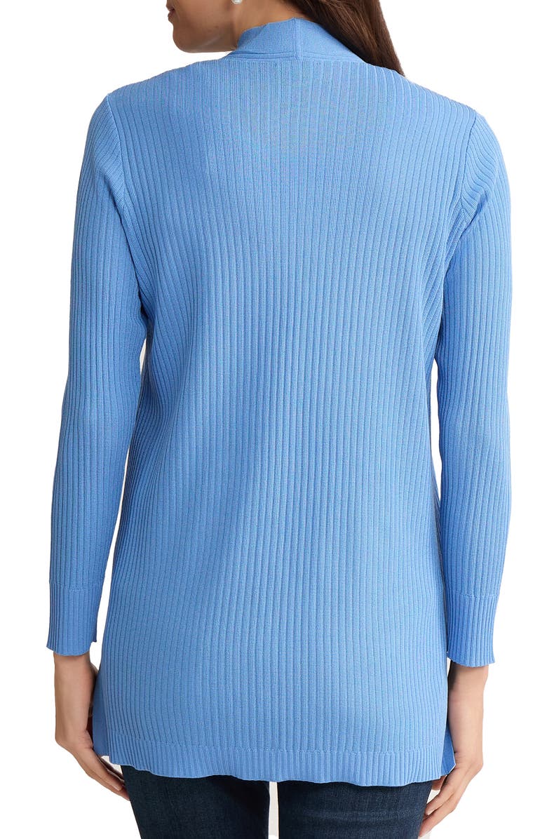 Jones New York Sutton Open Front Rib Knit Cardigan, Alternate, color, Blue Horizon