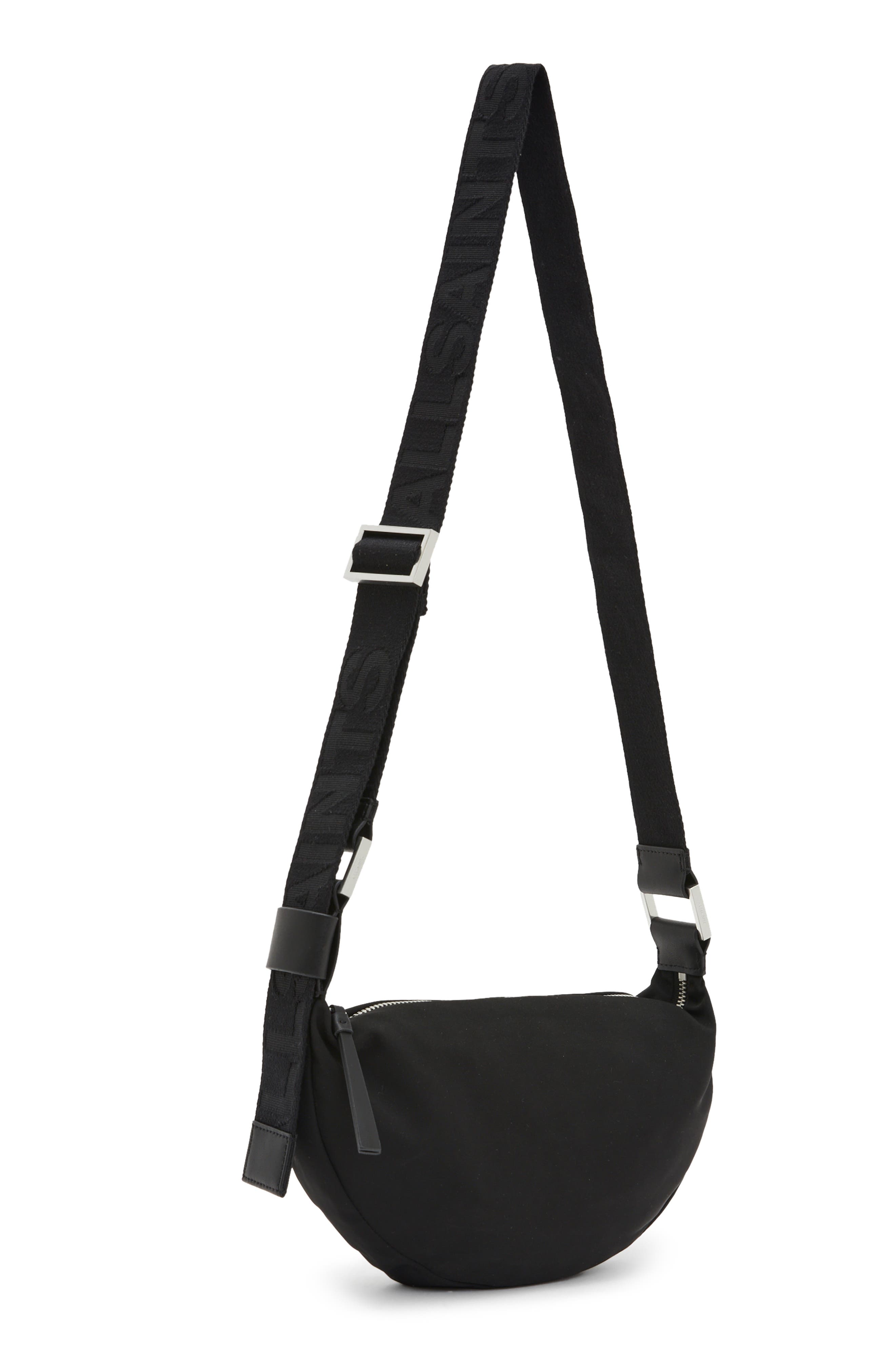 AllSaints Half Moon Nylon Crossbody Bag, Alternate, color, 