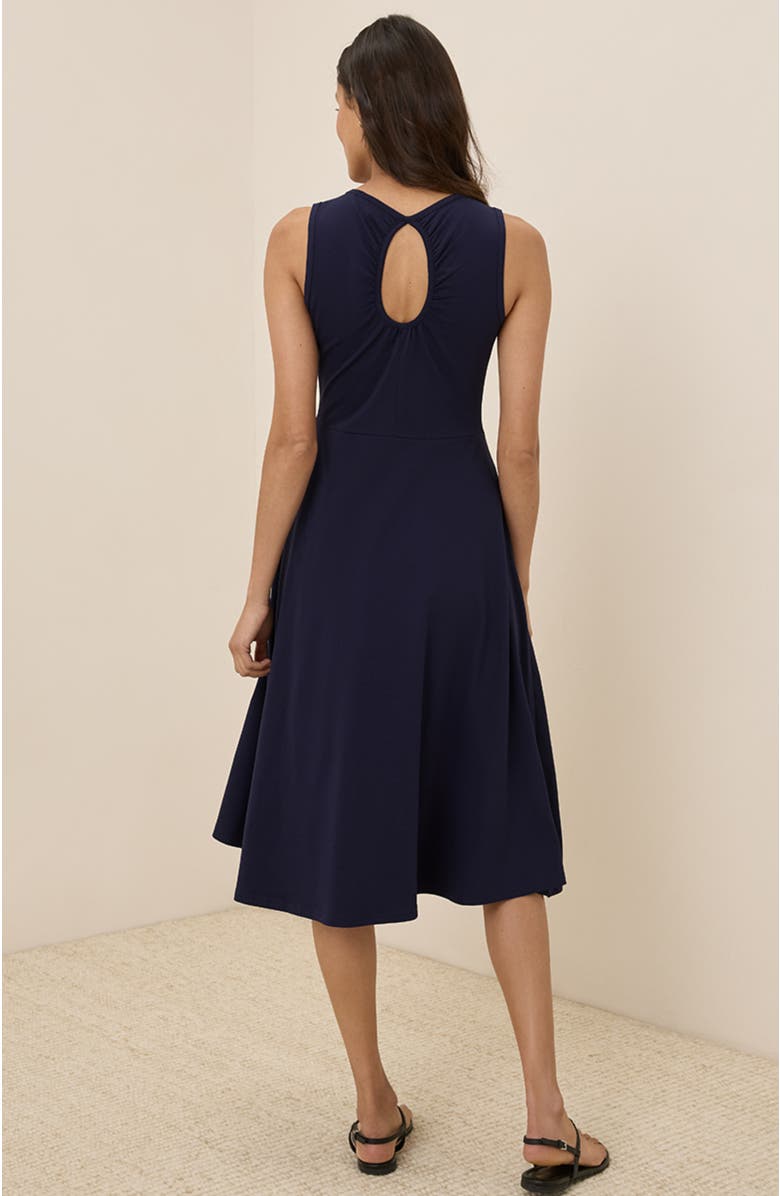 Pact Organic Cotton Fit & Flare Keyhole Back Dress, Alternate, color, Eclipse