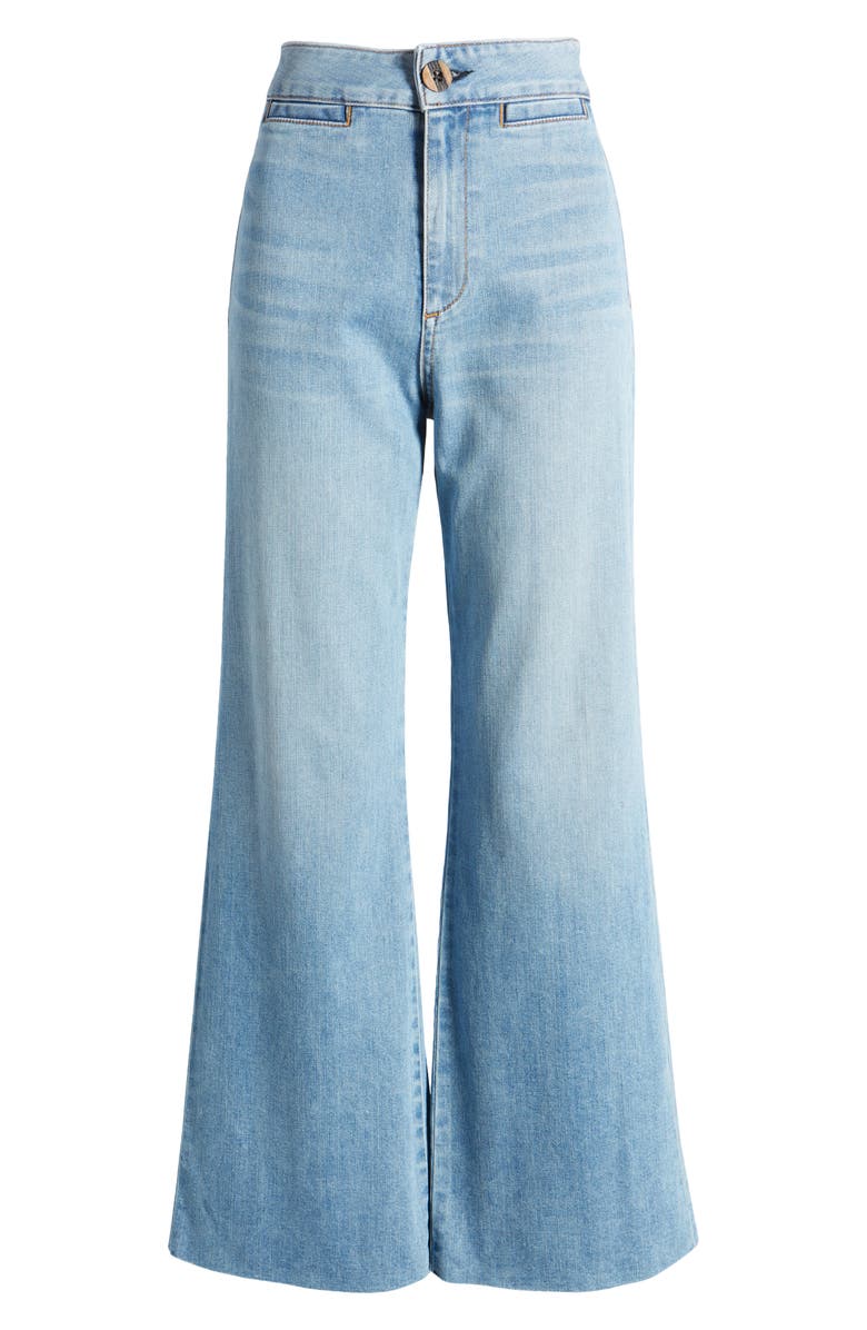 ASKK NY Brighton High Waist Raw Hem Wide Leg Jeans, Alternate, color, Barrio