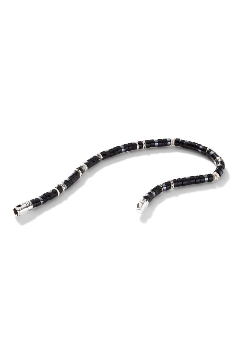 Heishi Bracelet, Gemstones, Sterling Silver, Alternate, color, SILVER/ BLACK