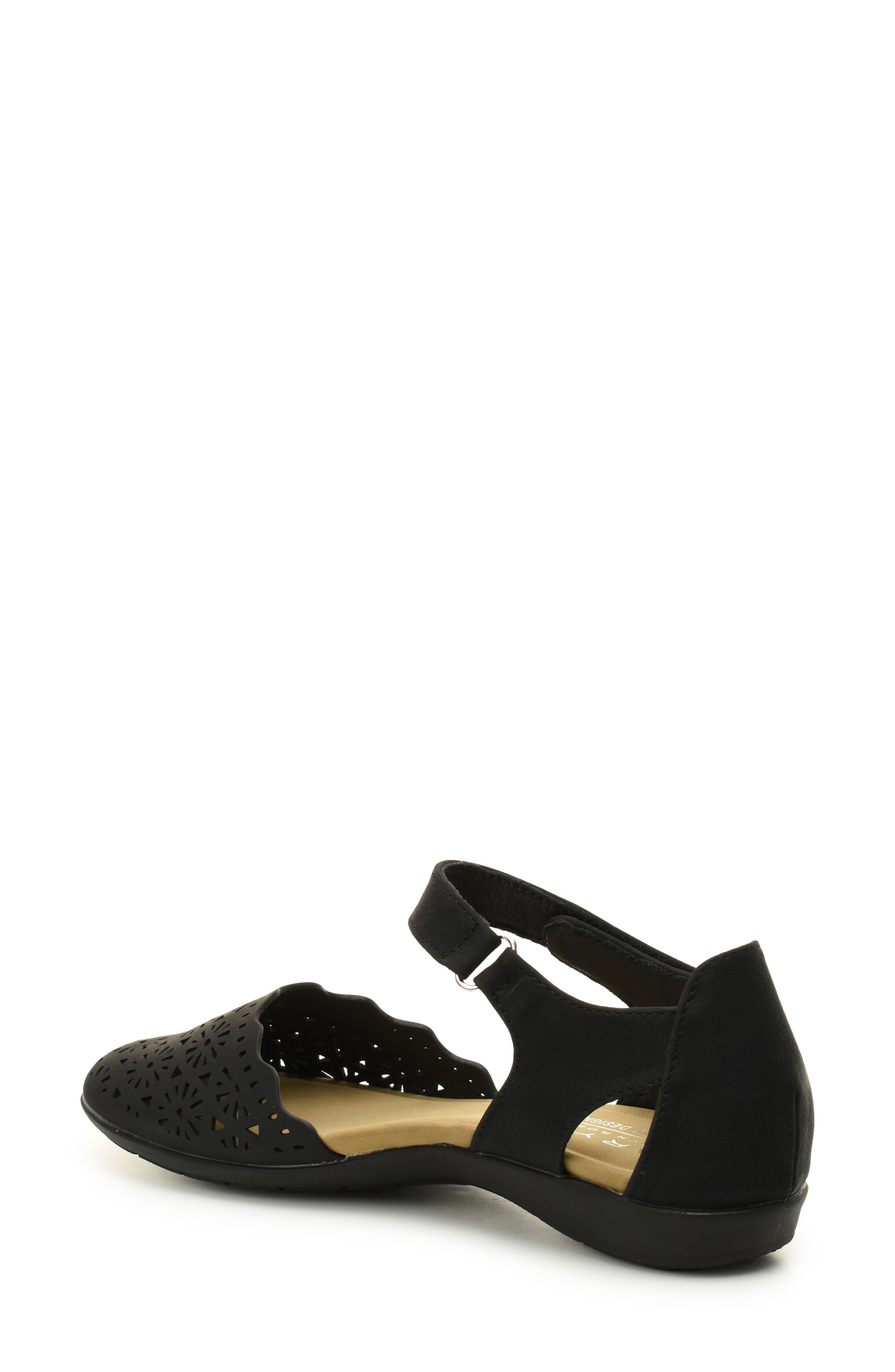 Taryn Rose Laser Cut Ankle Strap Sandal, Alternate, color, Black