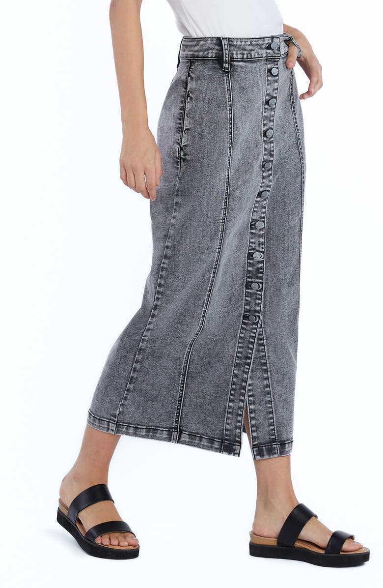 Wash Lab Denim Button Front Seamed Denim Maxi Skirt, Alternate, color, 