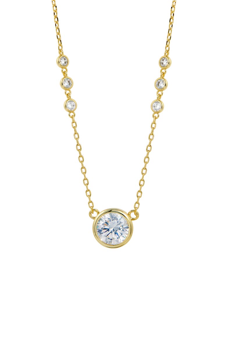 Bezel Set CZ Pendant Necklace, Main, color, YELLOW