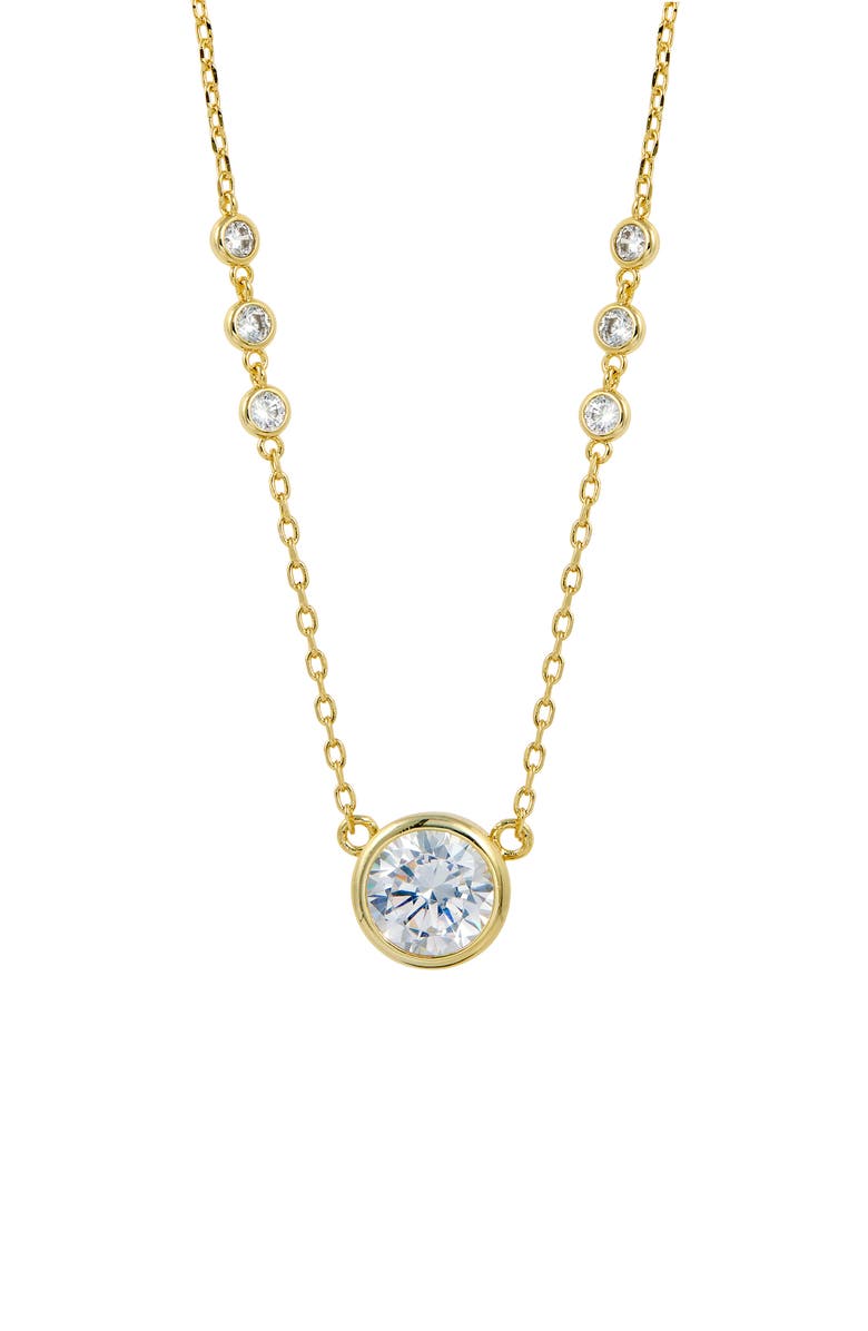 SAVVY CIE JEWELS Bezel Set CZ Pendant Necklace, Main, color, Gold