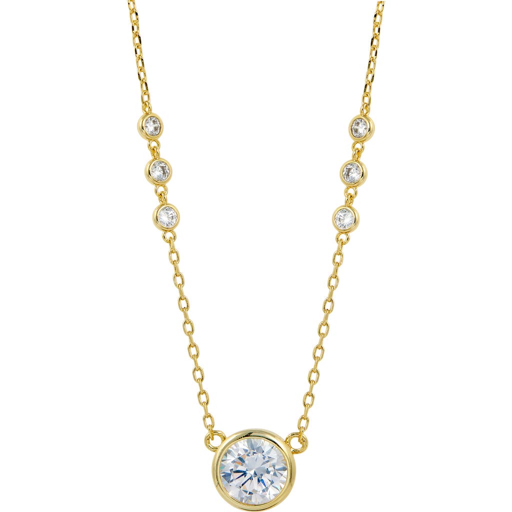 Savvy Cie Jewels Bezel Set Cz Pendant Necklace In Gold