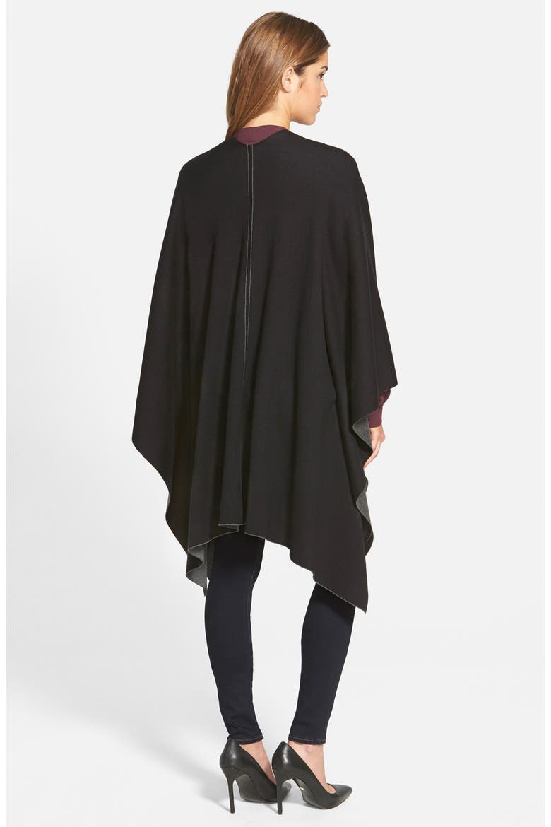 Reversible Cotton Knit Poncho, Alternate, color, MEDIUM HEATHER GREY