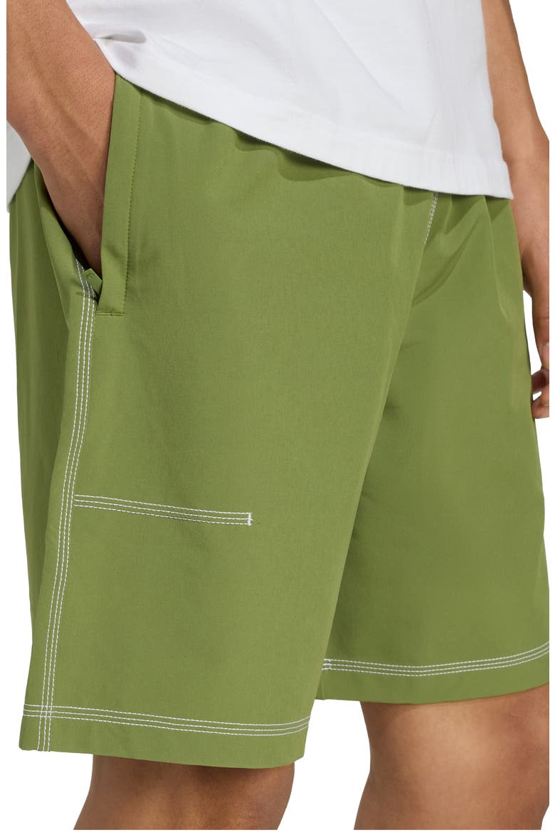 Trefoil Essentials Sweat Shorts, Alternate, color, OLIVE