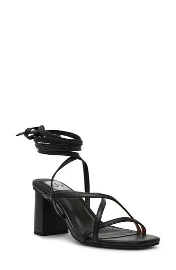 Dolce Vita Dv By Haze Ankle Tie Black Heel Sandal In Black Smooth