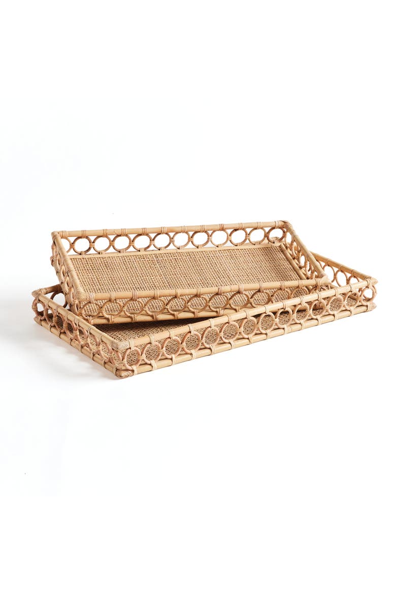 Ninette Rectangular Decorative Trays Set of 2, Alternate, color, Beige