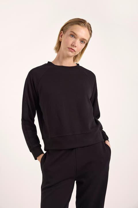 Stripe Sleeve Crew Neck Sweatshirt
