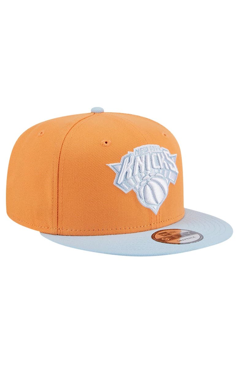 New Era Men's New Era Orange/Light Blue New York Knicks 2-Tone Color Pack 9FIFTY Snapback Hat, Alternate, color, 
