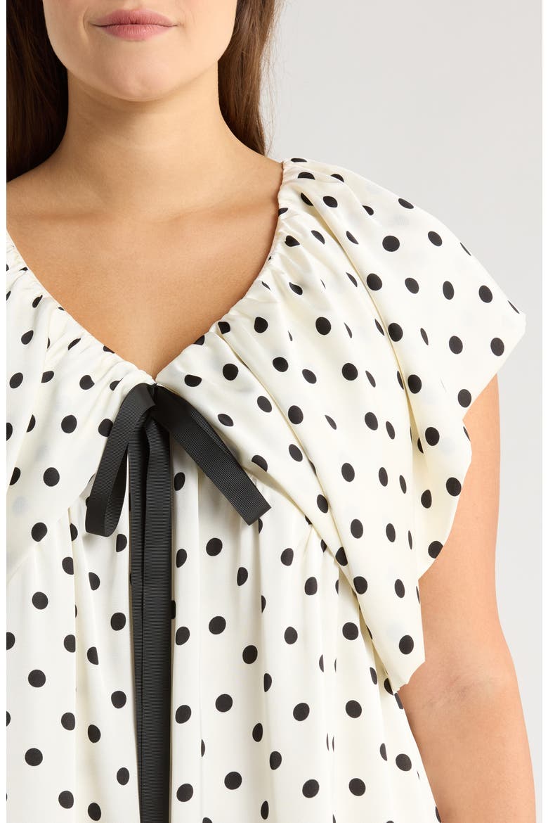 Lois Polka Dot Cotton Babydoll Dress, Alternate, color, WHITE-BLACK