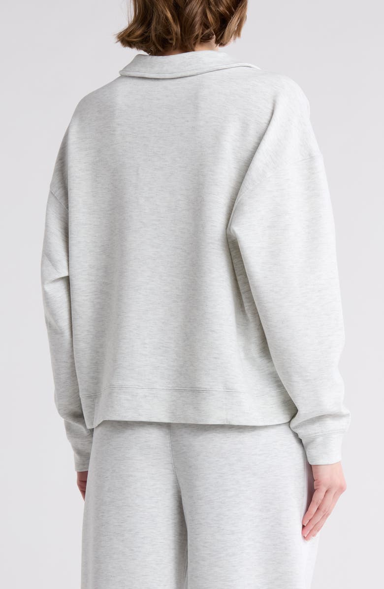 90 DEGREE BY REFLEX Off Court Oversize Scuba Knit Polo Sweatshirt, Alternate, color, Heather Light Grey