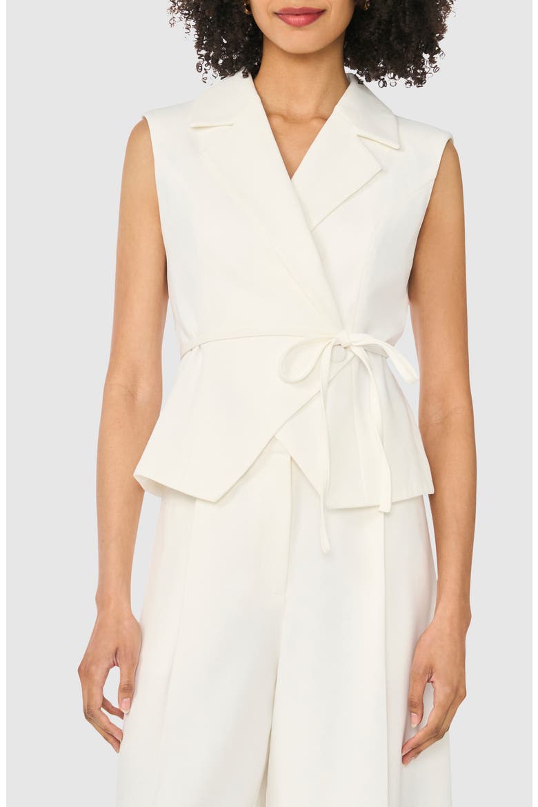Notch Collar Sleeveless Tie Waist Top, Main, color, EGRET