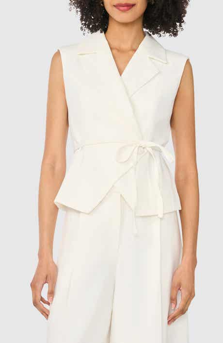 Ted Baker Notch Collar Sleeveless Tie Waist Top