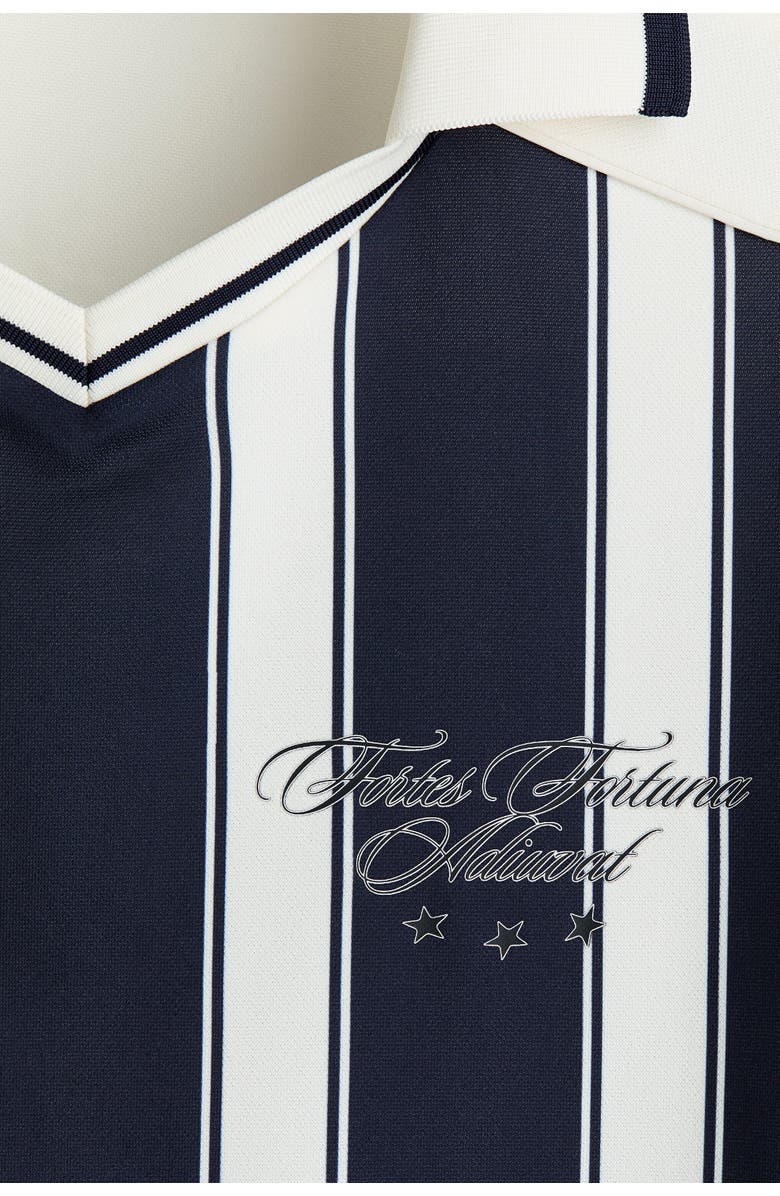 H&M Loose Fit Football Shirt, Alternate, color, Navy Blue/Striped