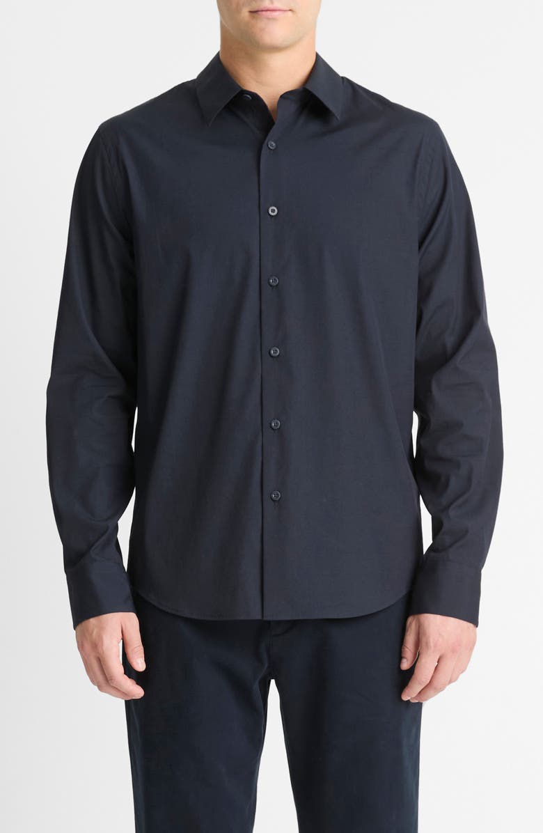 Vince Stretch Cotton Blend Button-Up Shirt, Main, color, Coastal