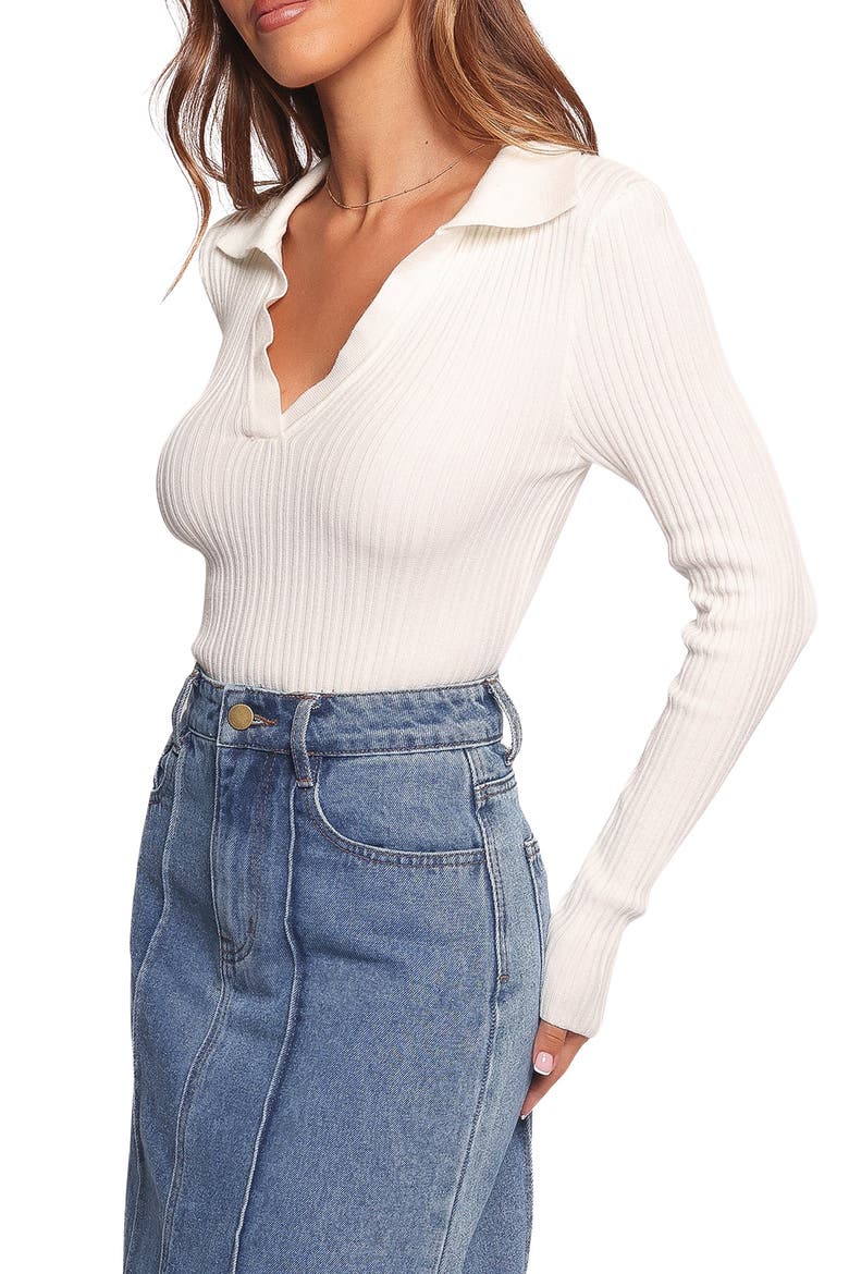 Emmerson Rib Collared Sweater, Alternate, color, WHITE