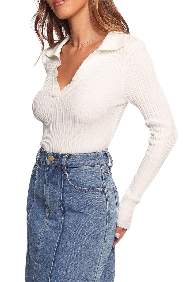 Petal & Pup Emmerson Rib Collared Sweater, Alternate, color, White