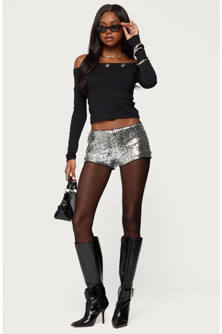 Shauna Sequin Shorts, Alternate, color, SILVER