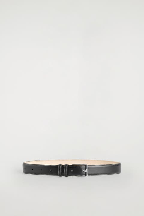 Topstitched Leather Belt