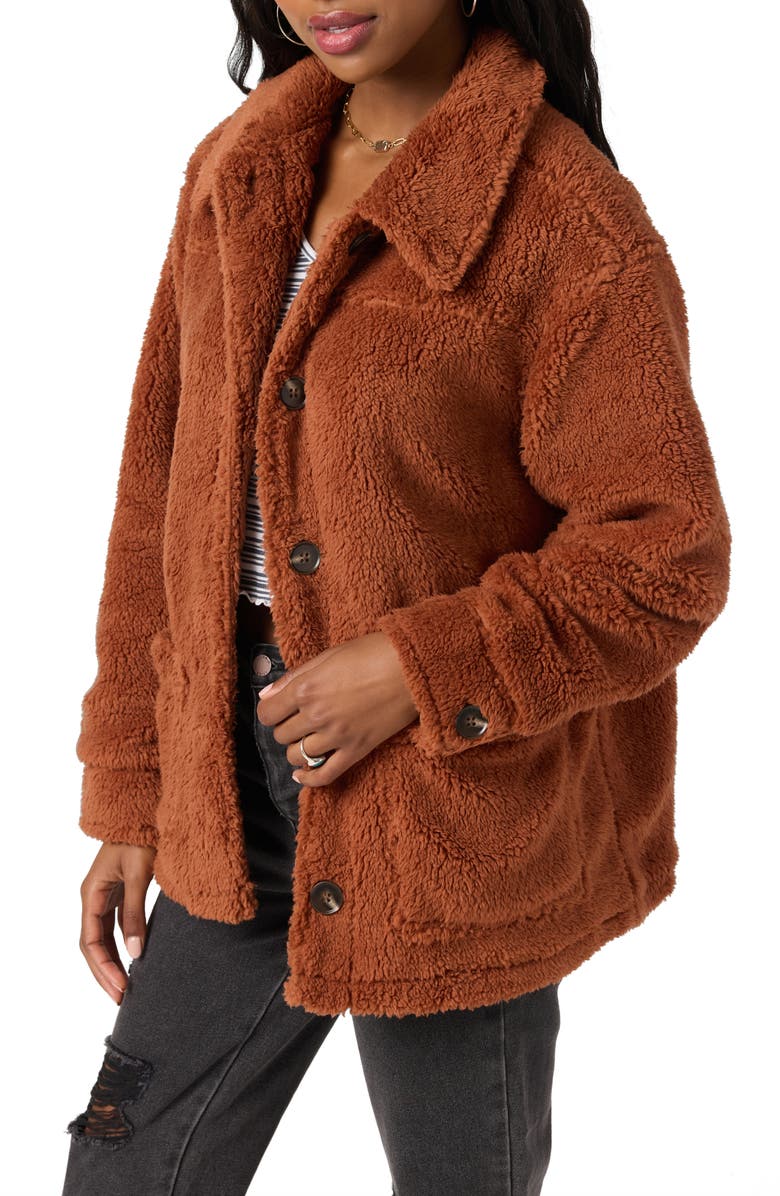 O'Neill Huxlee Fleece Shirt Jacket, Alternate, color, Rustic Brown