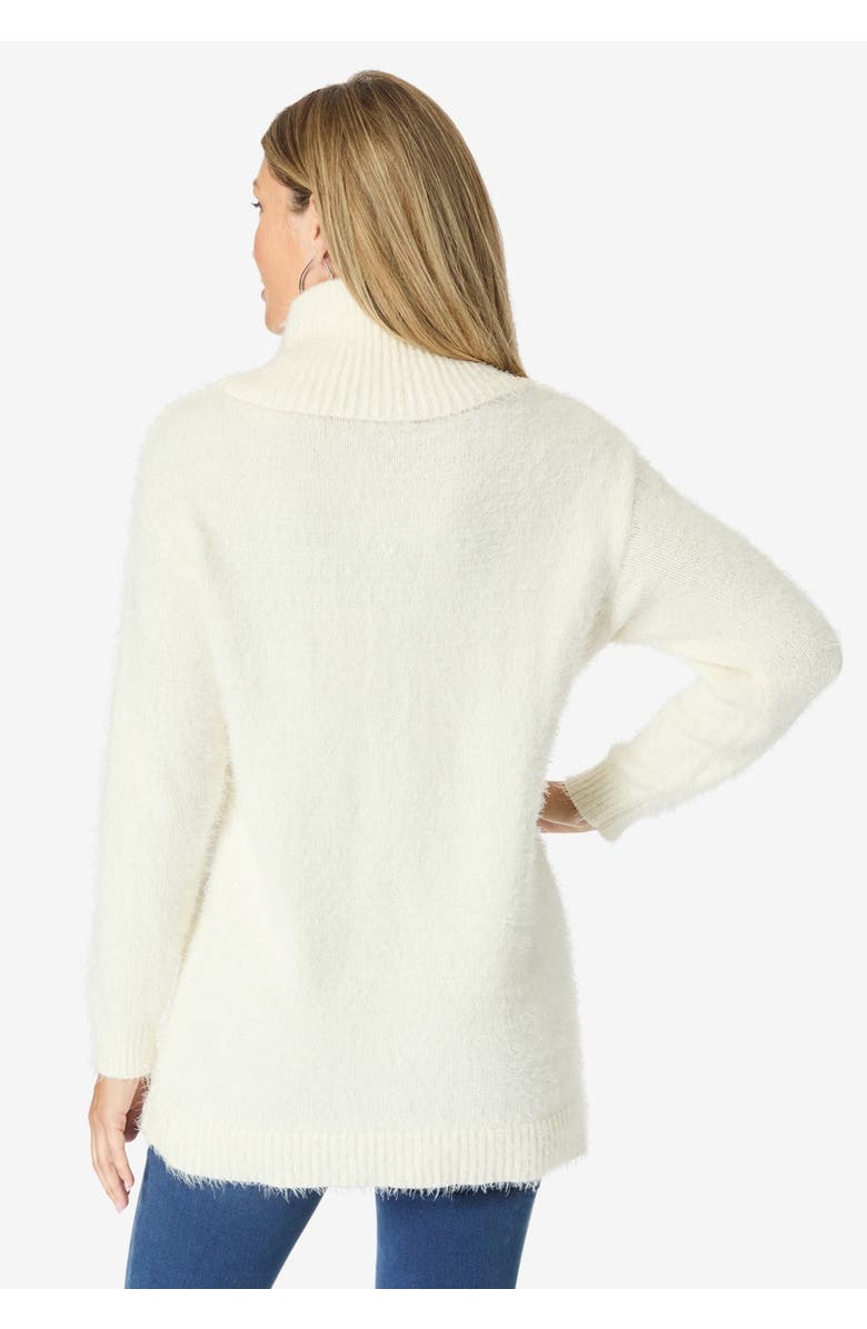 Roaman's Eyelash Cowl Neck Sweater, Alternate, color, Pearl Grey