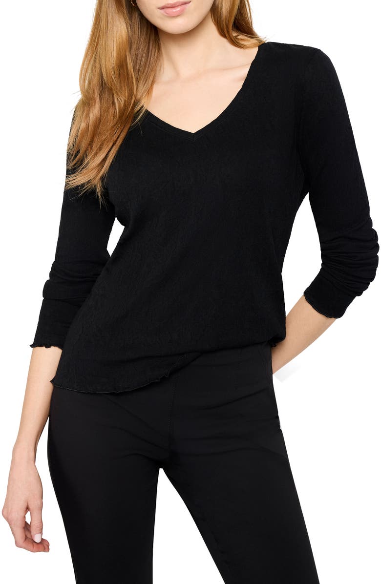 NZT by NIC+ZOE Lace Cotton V-Neck T-Shirt, Main, color, Black Onyx