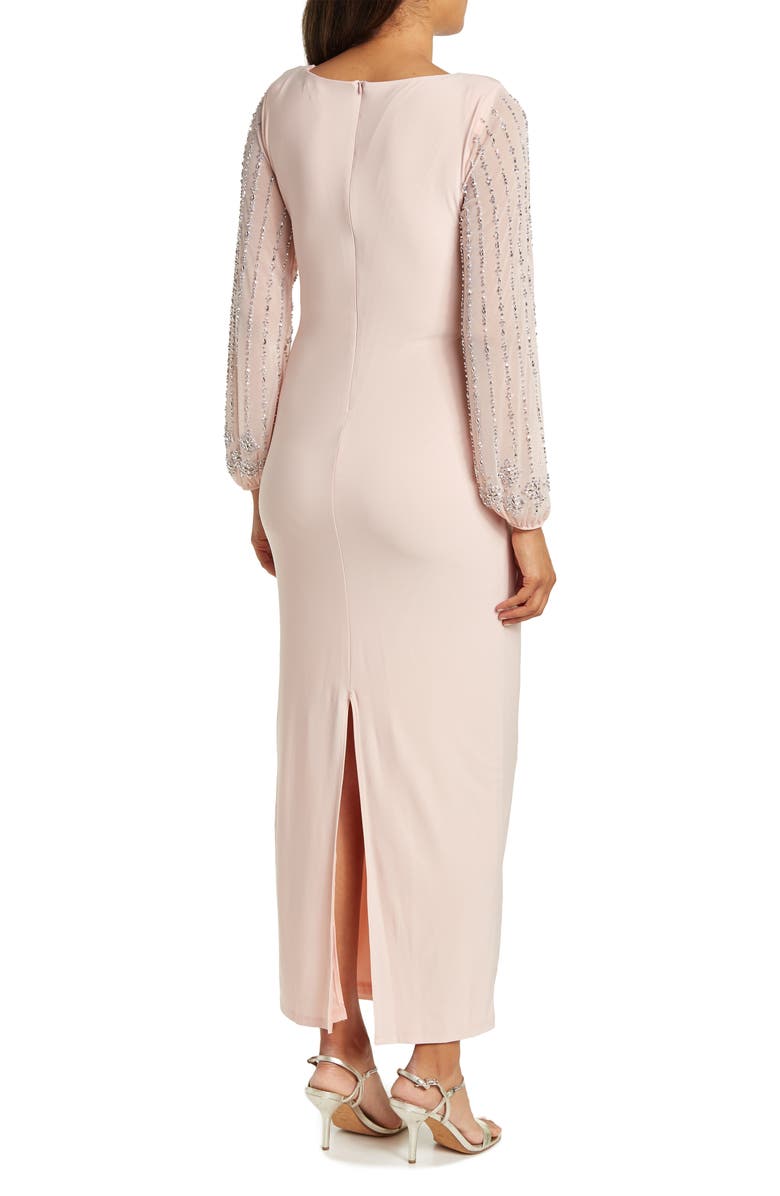 Marina Beaded Long Sleeve Maxi Gown, Alternate, color, Blush