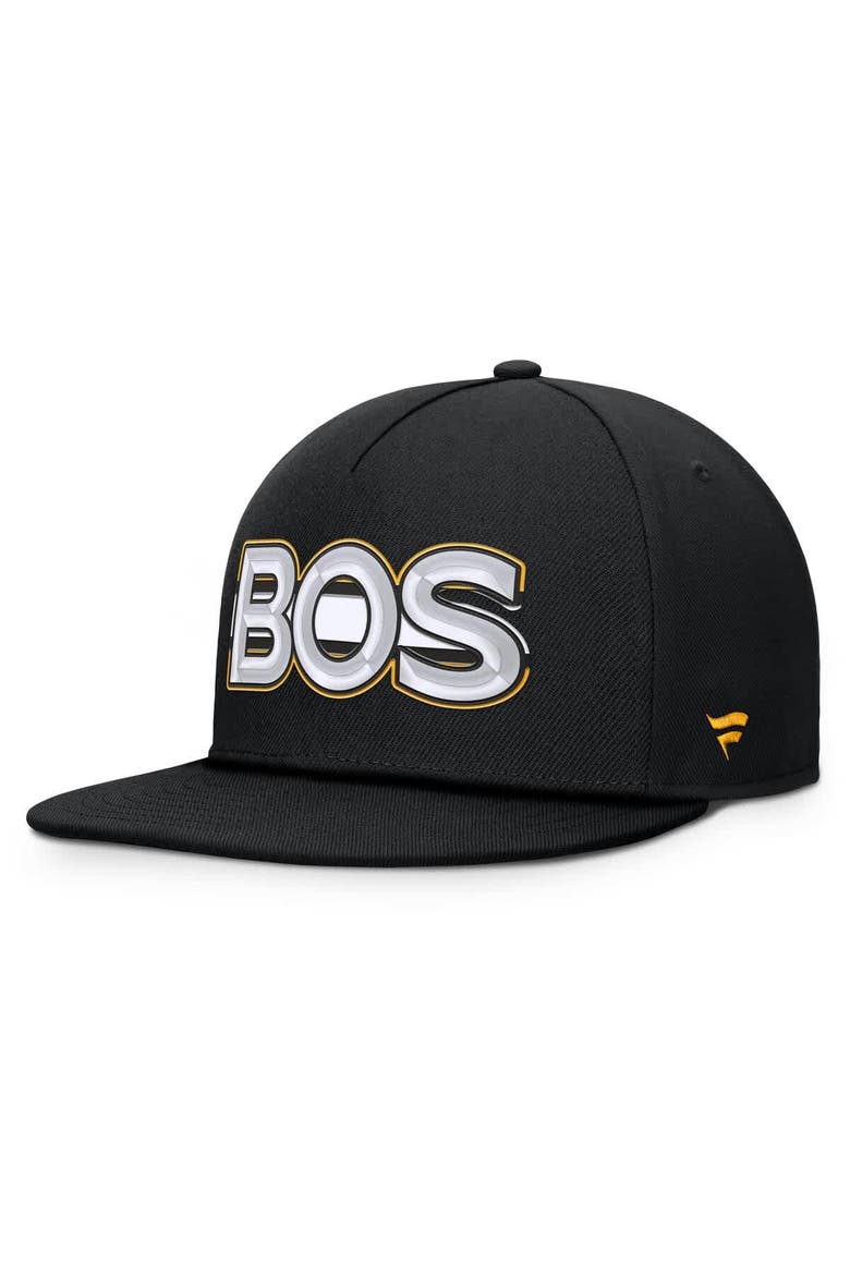 Men's Fanatics Black Boston Bruins Authentic Pro Rink Team Code Snapback Hat, Alternate, color, Black