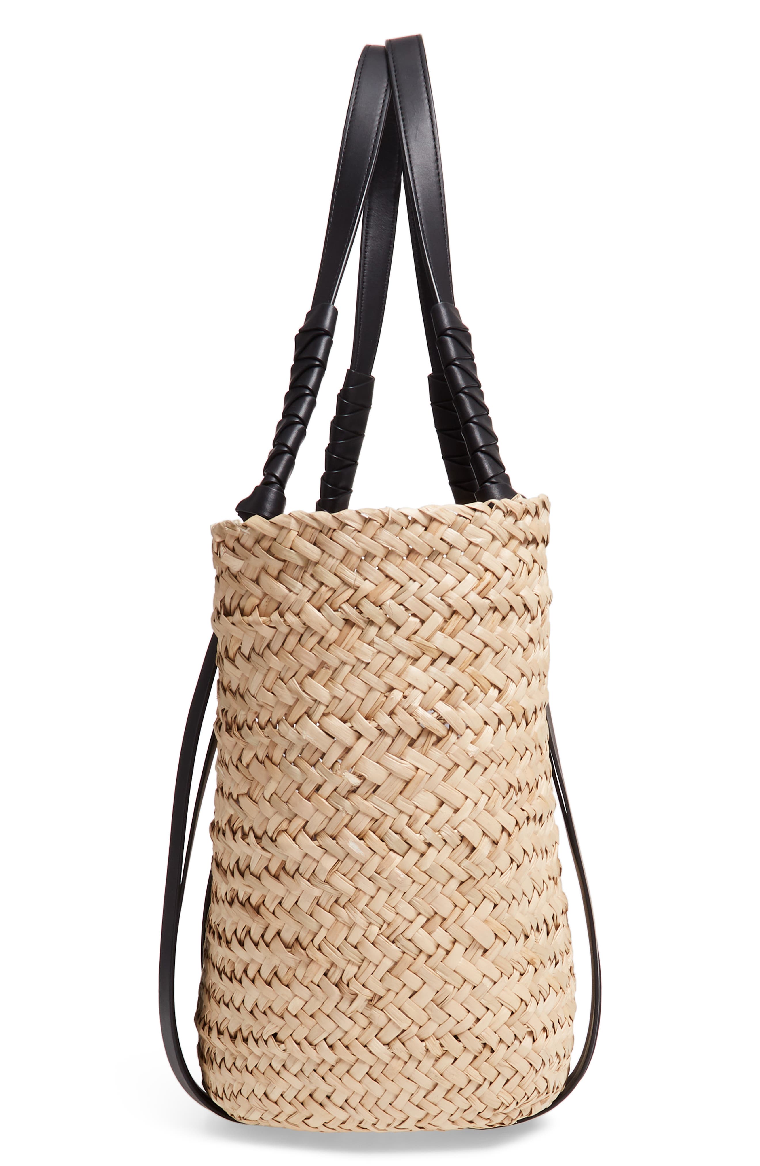 AllSaints Playa East/West Woven Straw Beach Tote, Alternate, color, 