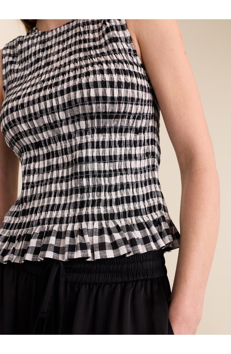 Baukjen Maggie Linen Gingham sleeveless Top, Alternate, color, Black & White
