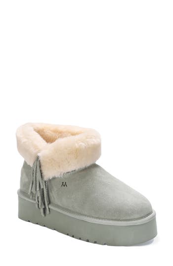 Mykos Suede & Faux Fur Trim Boot In Green