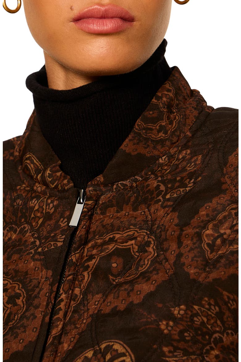Empress Paisley Quilted Bomber Jacket, Alternate, color, COCOA BROWN PAISLEY