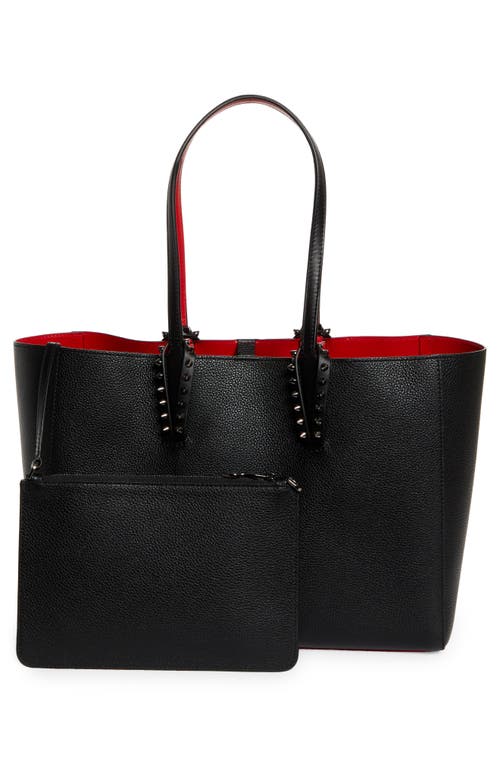 Shop Christian Louboutin Small Cabata Soft Leather Tote In B078 Black/gun Metal