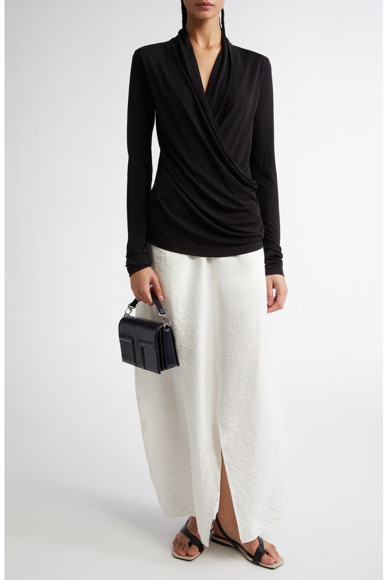 Draped Jersey Top, Alternate, color, BLACK