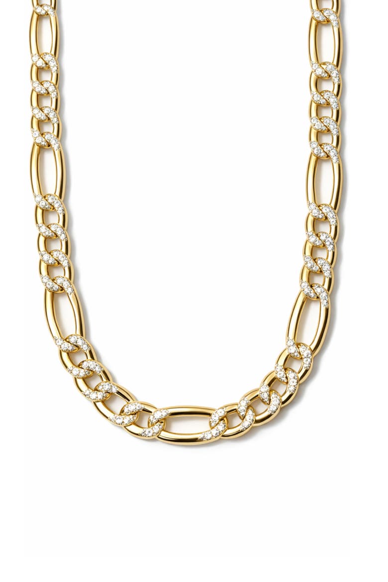 Pavé Figaro Chain Necklace, Main, color, GOLD/ SILVER