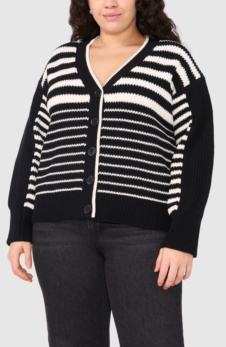 Halogen<sup>®</sup> Variegated Stripe Cotton Blend Cardigan, Main, color,