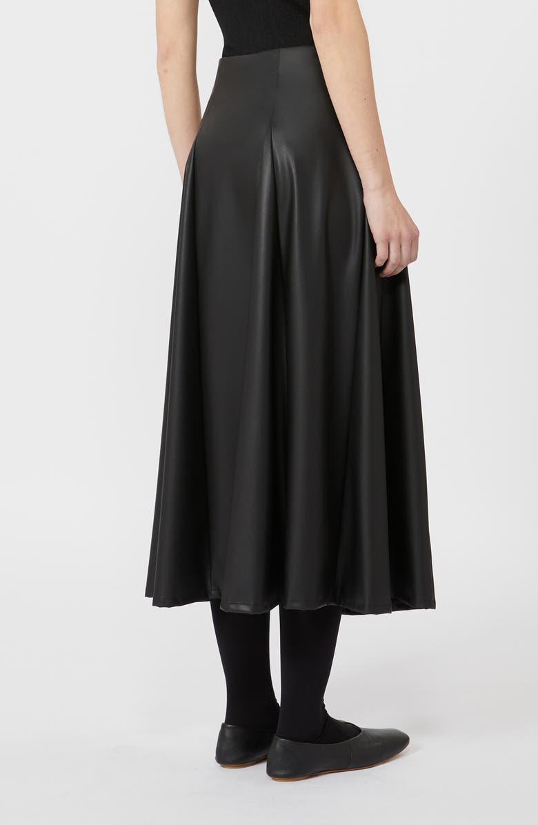MM by Max Mara Nocera Faux Leather Godet Midi Skirt, Alternate, color, Black