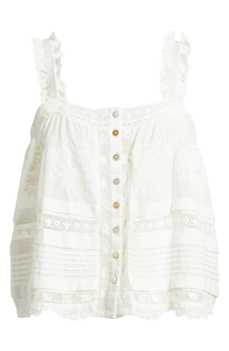 LoveShackFancy Sully Lace Sleeveless Top, Alternate, color, White