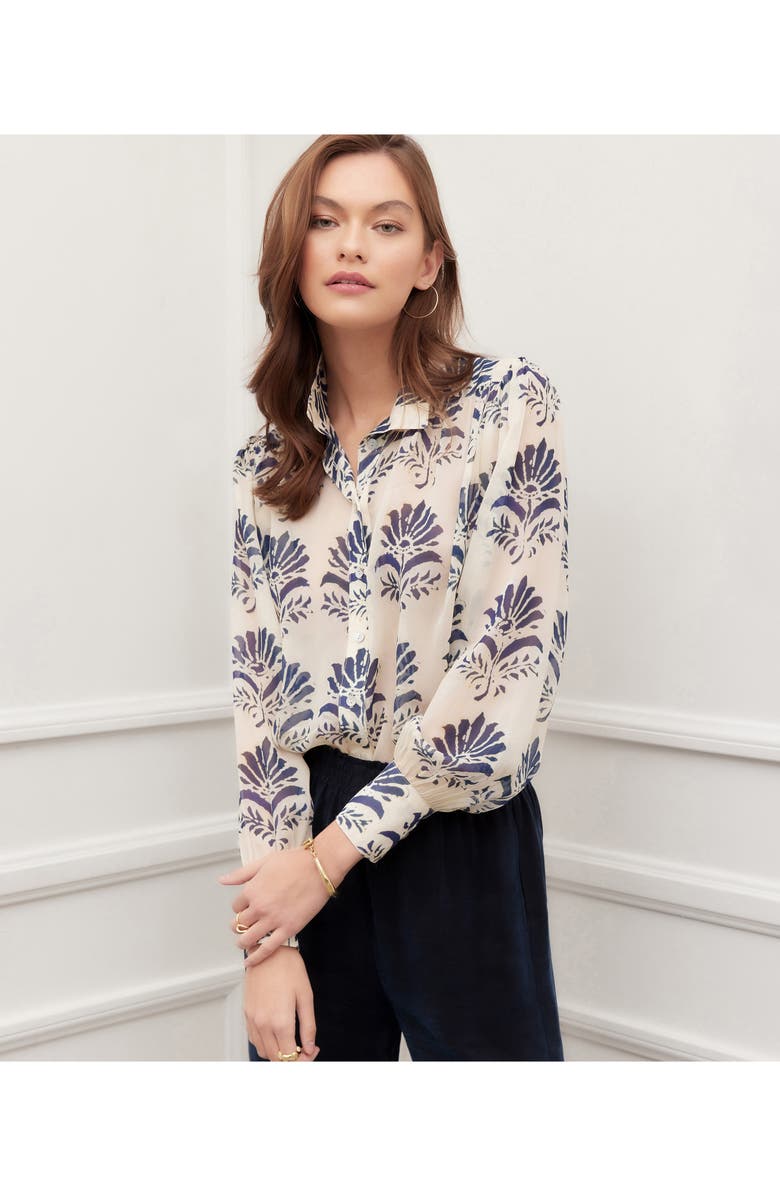 FIFTEEN TWENTY Shirred Button-Up Blouse, Alternate, color,