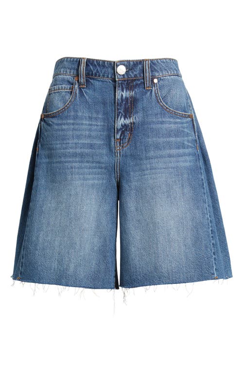 1822 Denim Raw Hem Pleated Denim Bermuda Shorts