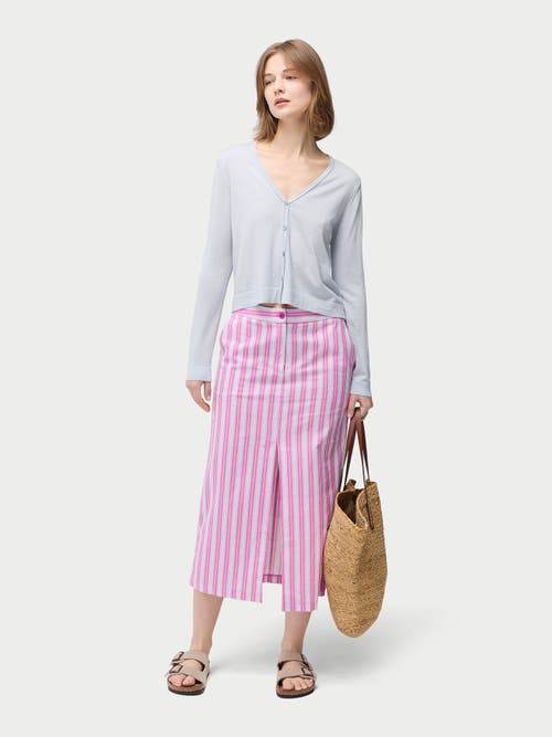 Gobi Mongolian Cashmere Lightweight Cashmere Silk Cardigan In Ice Flow