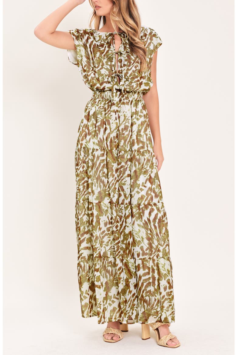 Printed Wide Leg Jumpsuit, Alternate, color, OLIVE BROWN