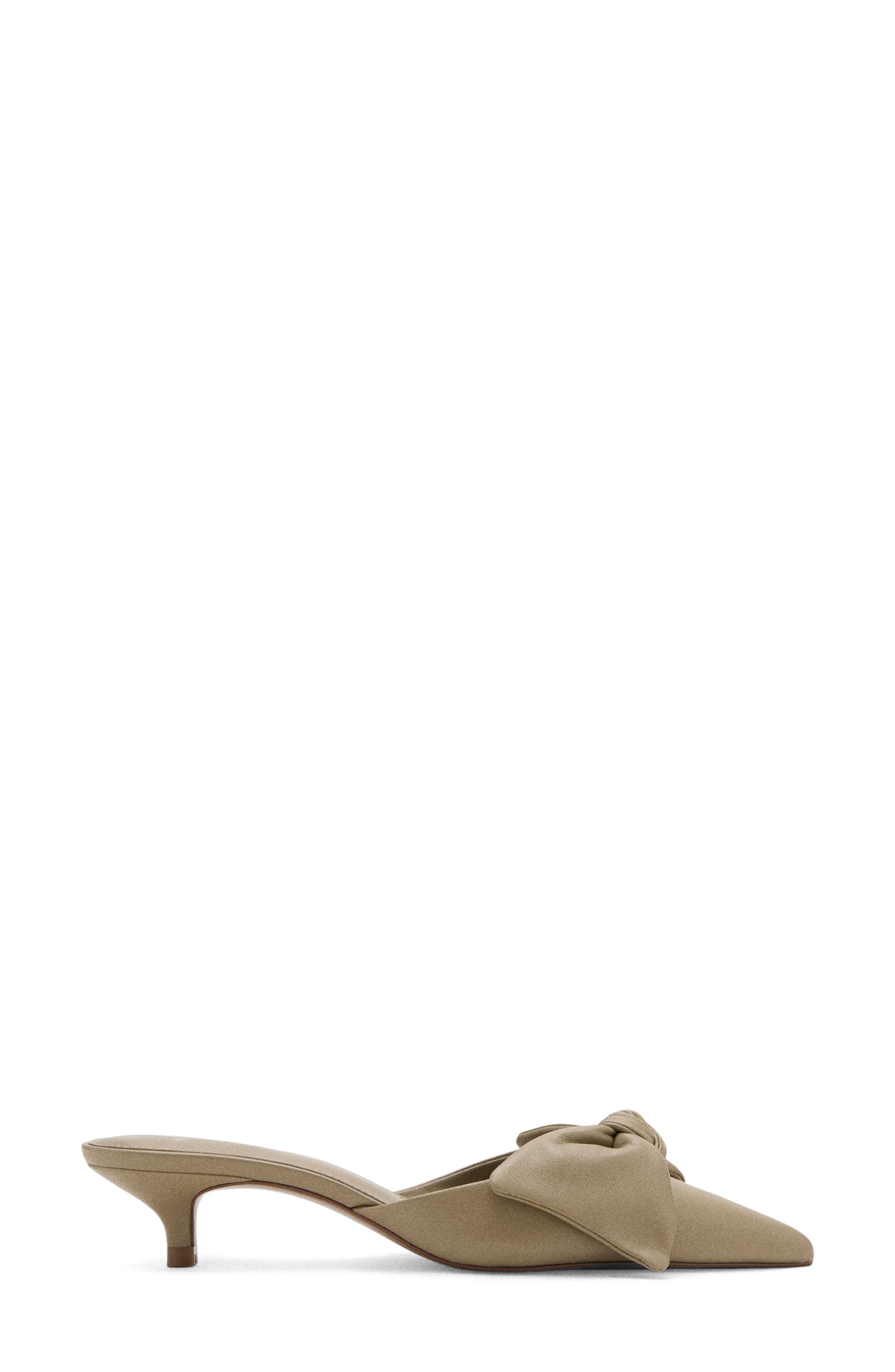 MANGO Pointed Toe Kitten Heel Mule, Alternate, color, Ecru