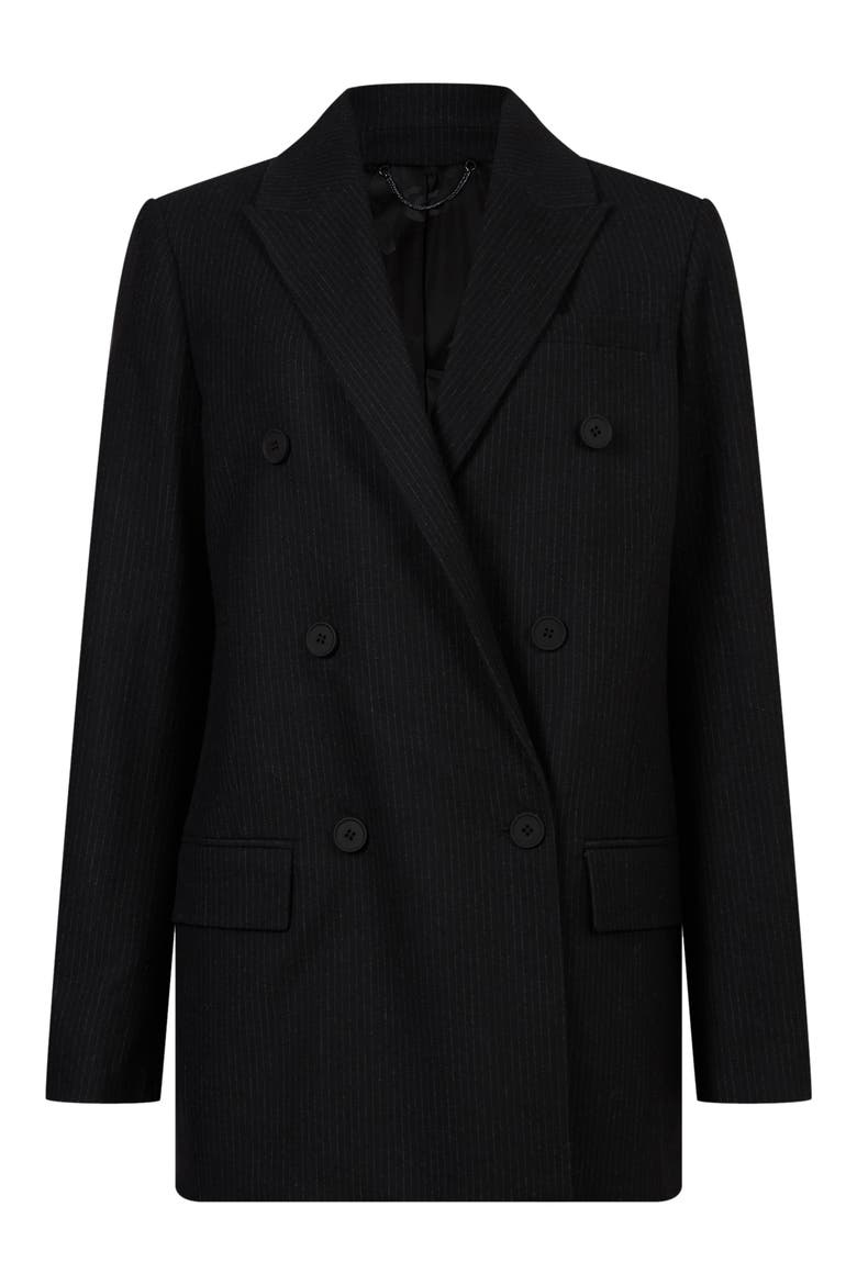 Astrid Pinstripe Blazer, Alternate, color, BLACK