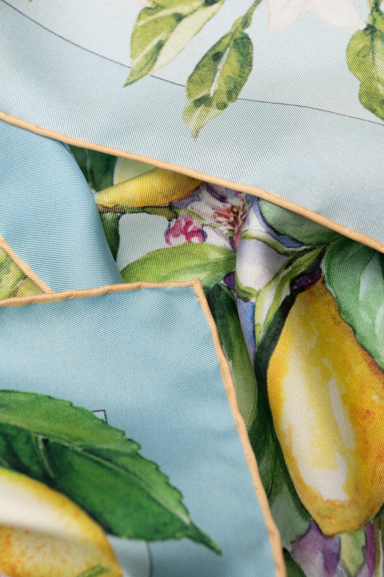 Limoni Fioriti - Silk Foulard for Women, Alternate, color, Sky Blue