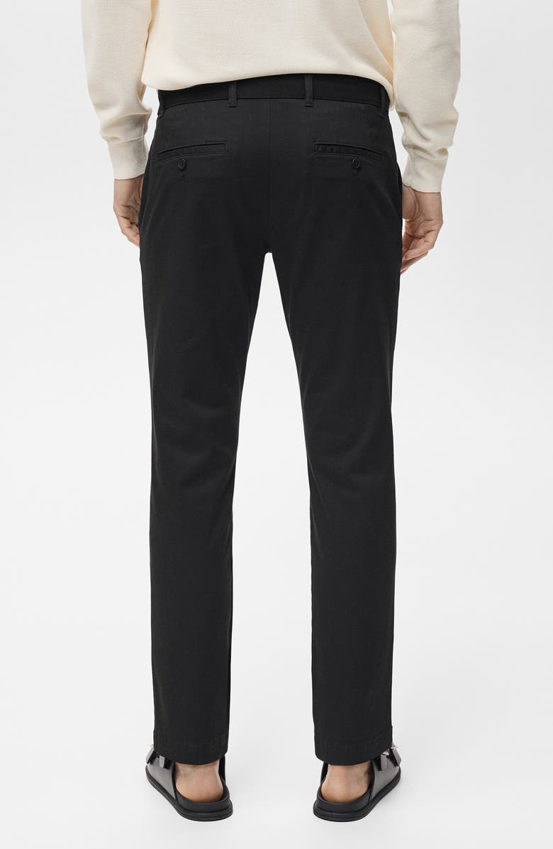 MANGO Prato Crop Tapered Stretch Cotton Chinos, Alternate, color, Black